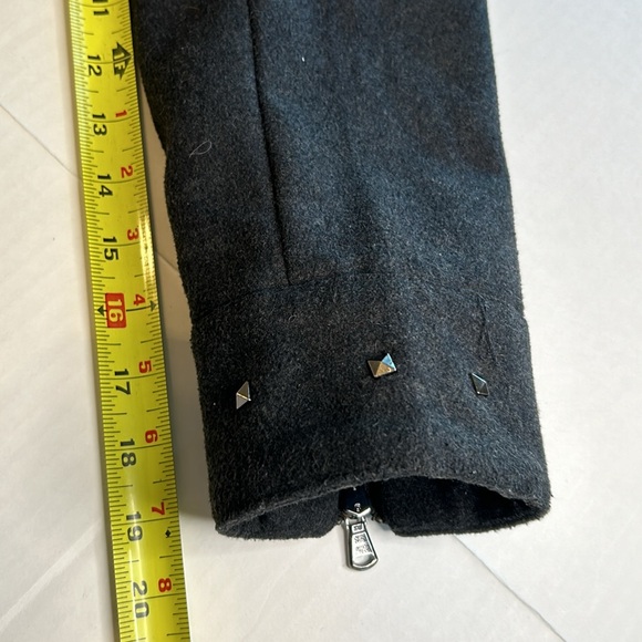 Outer Edge Black Wool Blend Peacoat Zip Closure Waist Buckle Studs. Size XL - Picture 14 of 14